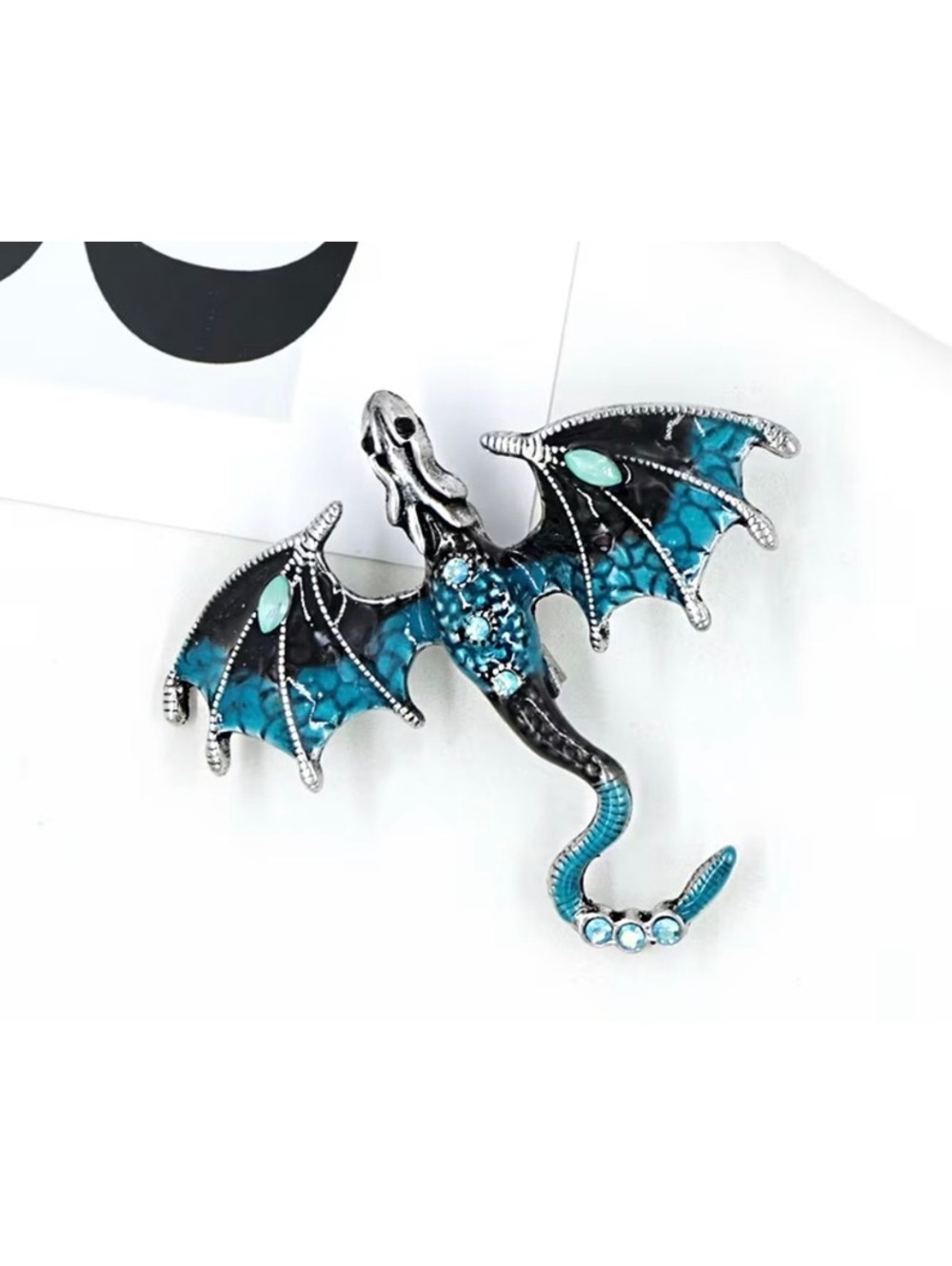 Edgy Blue Dragon Pin - Gothic Statement Accessory